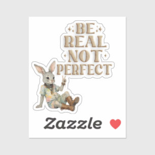 Sticker Sois vrai et non parfait Lapin Tie dye Paix Hippi