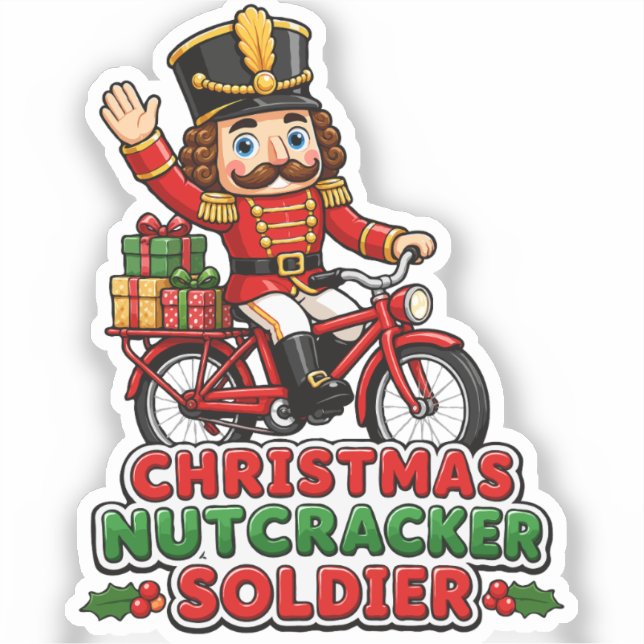 Sticker Soldat Casse-Noisette de Noël à Vélo (Recto)