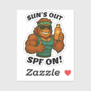 Sticker Soleil en vue, SPF en place – Orang-outan drôle de