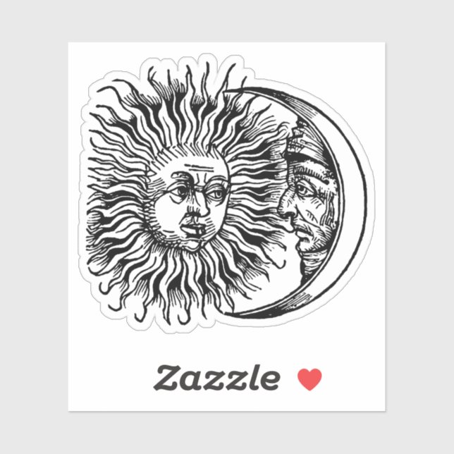 Sticker Soleil et lune médiévaux (Feuille)