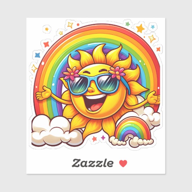 Sticker Soleil Joyeux Répandant la Positivité (Feuille)