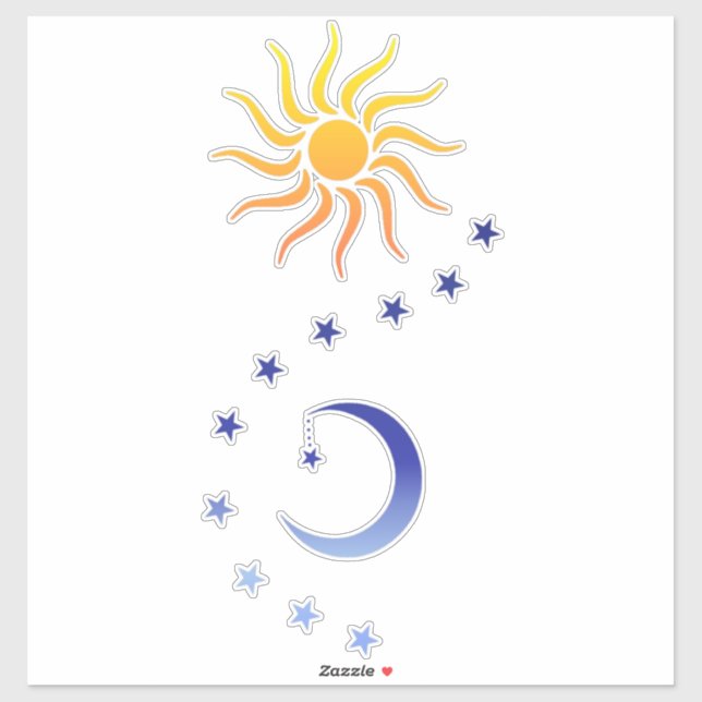 Sticker Soleil, lune et étoiles (Feuille)