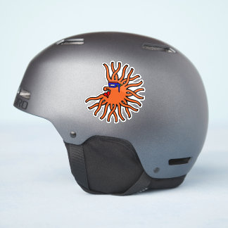 Sticker Soleil orange rond avec visage de dessin animé