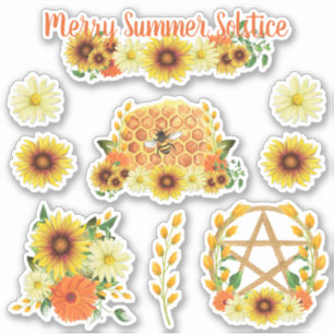 Sticker Solstice d'été Sunflower Honey Bee Pagan Kids