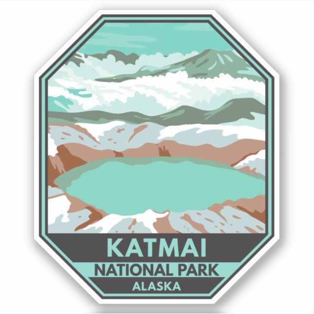 Sticker Sommet du parc national Katmai Crater Lake Alaska (Devant)