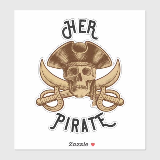 Sticker Son Crâne et Épée de Pirate Vintage Os de Mort (Feuille)