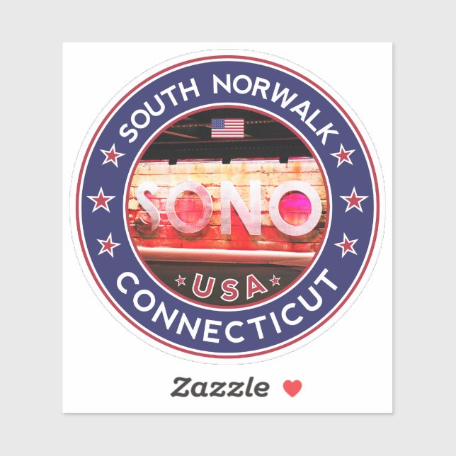 Sticker SONO South Norwalk Connecticut, South Norwalk (Feuille)