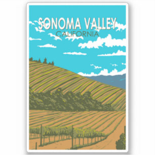 Sticker Sonoma Valley California Travel Art Vintage