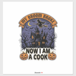 Sticker Sorcière Balai Cassa Cuisine Halloween Pun_1