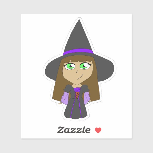 Sticker sorcière chibi (Feuille)