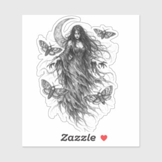 Sticker Sorcière de nuit mystique & Papillon de lune Vinyl