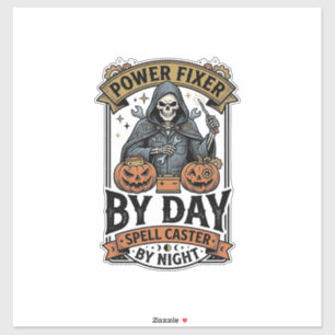 Sticker Sorcière de réparation de batterie Funny Halloween