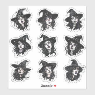 Sticker Sorcière gothique d'Halloween Punk