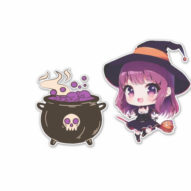 Sticker Sorcière/Halloween/automne/octobre (Devant)