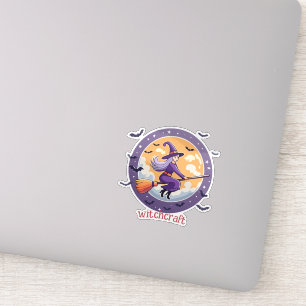 Sticker Sorcière Halloween ronde