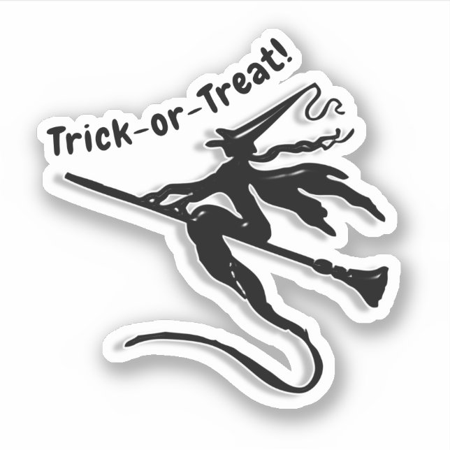 Sticker Sorcière sur balai Halloween (Devant)