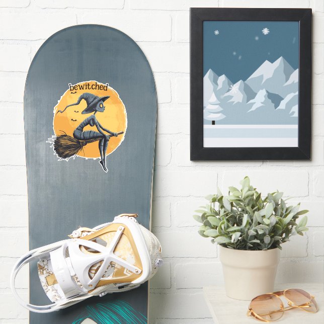 Sticker Sorcière survolant la Pleine lune (Snowboard)