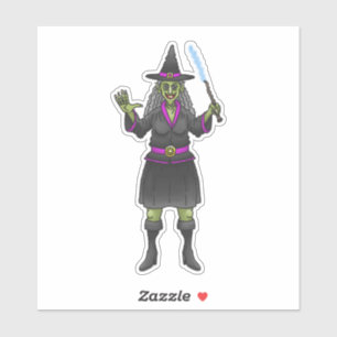Sticker Sorcière verte d'Halloween