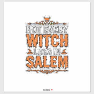 Sticker Sorcière Vintage Salem Halloween Typographie Desig