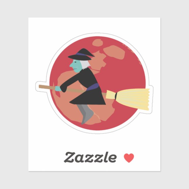 Sticker Sorcière volant la nuit (Feuille)