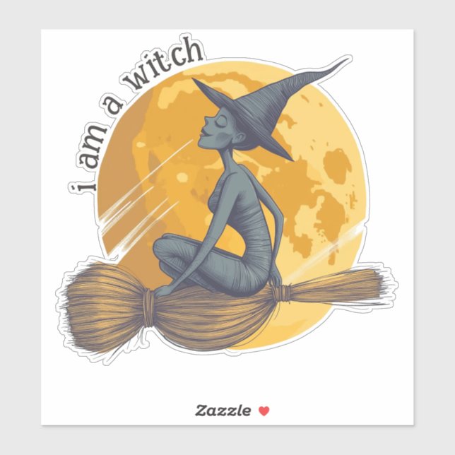 Sticker Sorcière volante (Feuille)