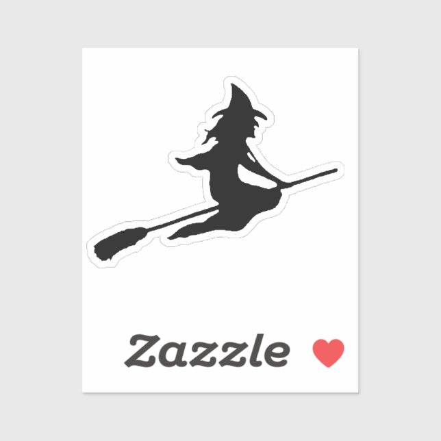Sticker Sorcière volante simple sur la silhouette Broom (Feuille)