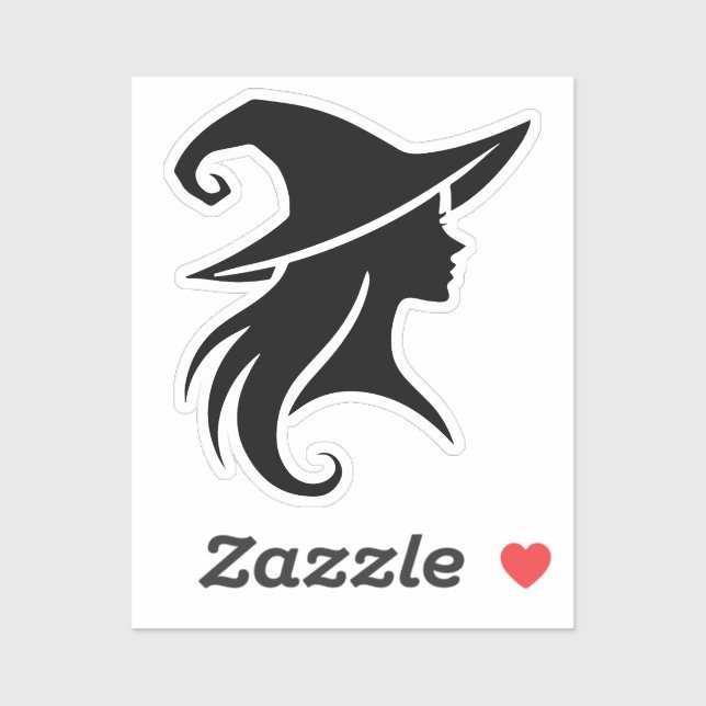Sticker Sorcière Wiccan Chapeau Noir Fête d'Halloween (Feuille)
