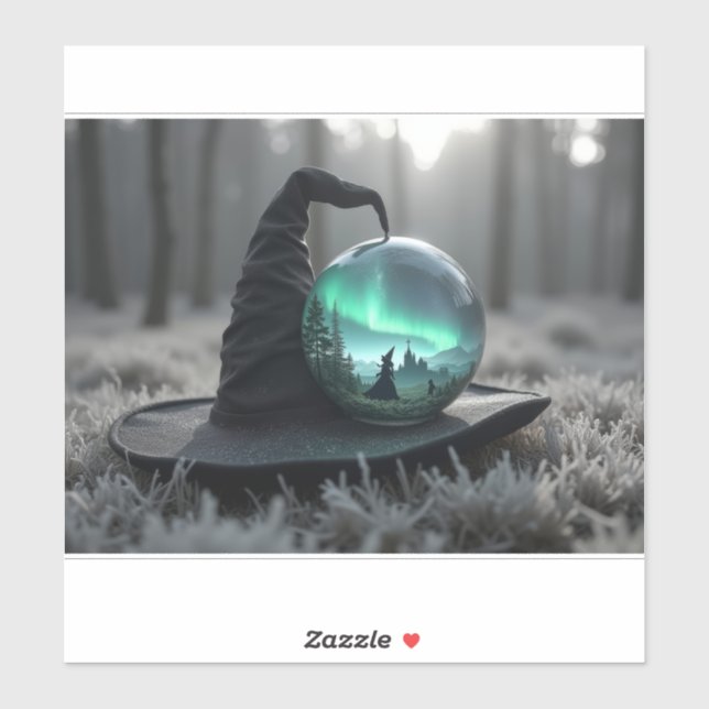 Sticker Sorcières casquette et boule de cristal (Feuille)