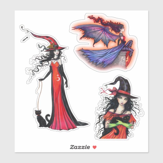 Sticker Sorcières et vampire d'Halloween de Molly Harrison (Feuille)