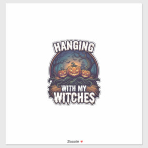 Sticker Sorcières suspendues aux citrouilles d'Halloween F
