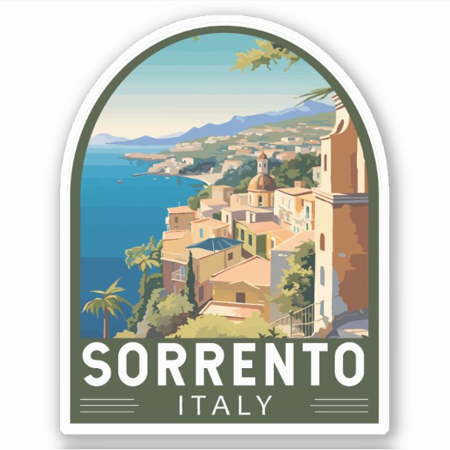 Sticker Sorrente Italie Travel Art Vintage (Devant)