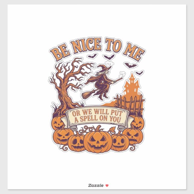Sticker Sortez Moi Sorcière de Halloween Balai Citrouilles (Feuille)