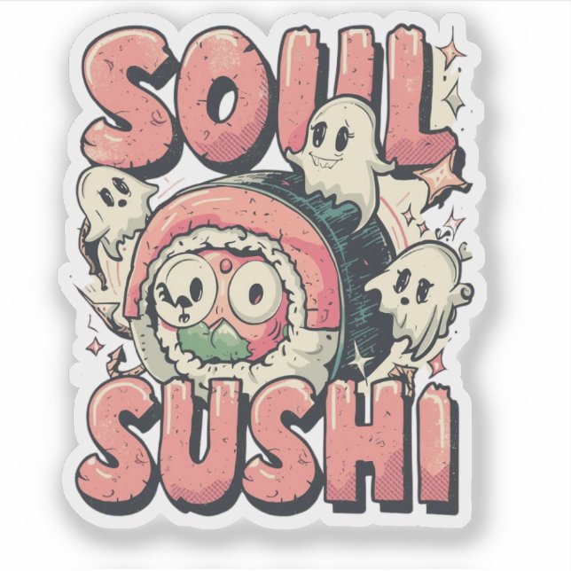 Sticker Soul Sushi Funky Halloween Sushi Pun (Devant)