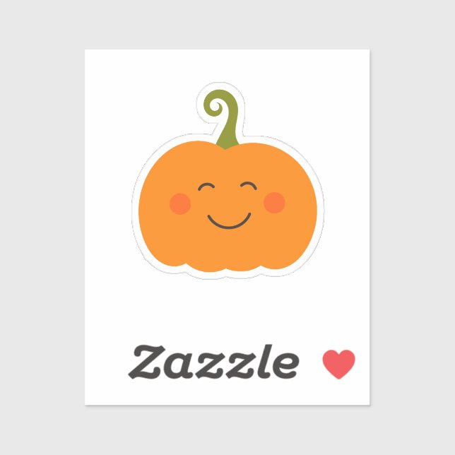 Sticker souriant citrouille mignon (Feuille)