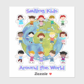 Sticker souriant enfants autour du monde
