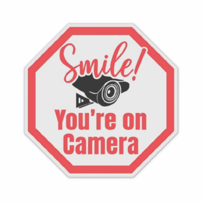 Sticker Souriez Vos Signes Sur Caméra, Surveillance Vidéo (Devant)