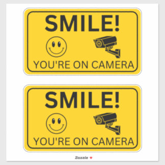Sticker Souriez Vos Signes Sur Caméra, Surveillance Vidéo