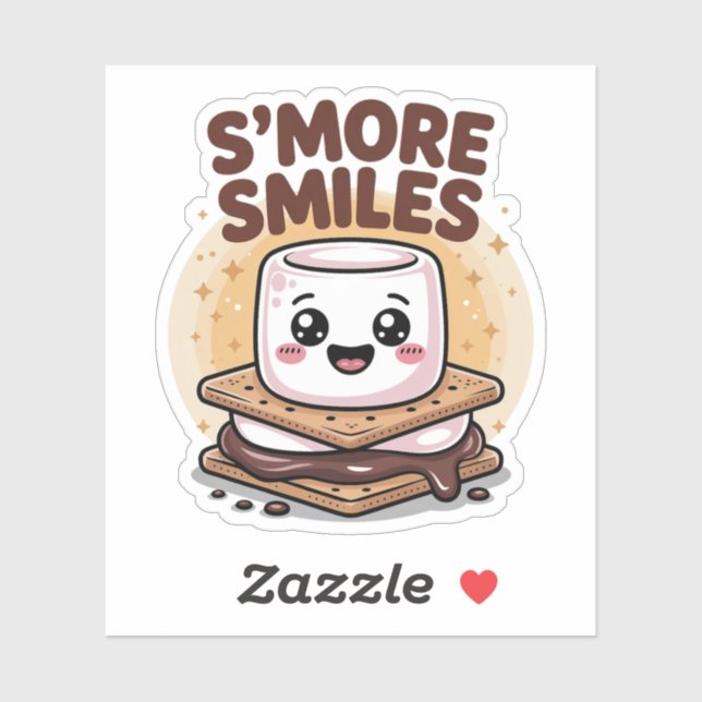 Sticker Sourires mignons Marshmallow entre le chocolat (Feuille)