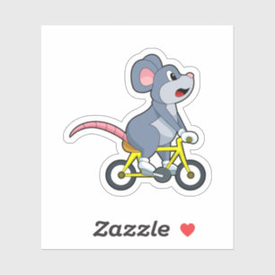 Sticker Souris avec vélo