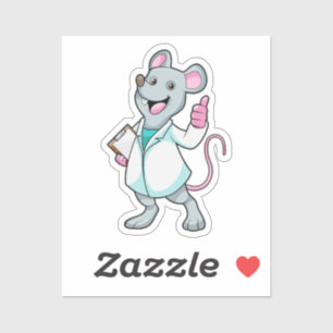 Sticker Souris comme docteur avec manteau de docteur