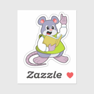 Sticker Souris comme enseignant avec livre
