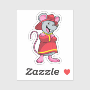 Sticker Souris comme pompier avec casque