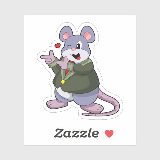 Sticker Souris en marié avec costume (Feuille)