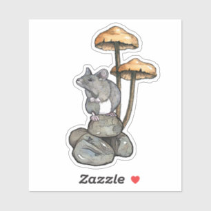 Sticker Souris mignonne debout sur des rochers, avec des c