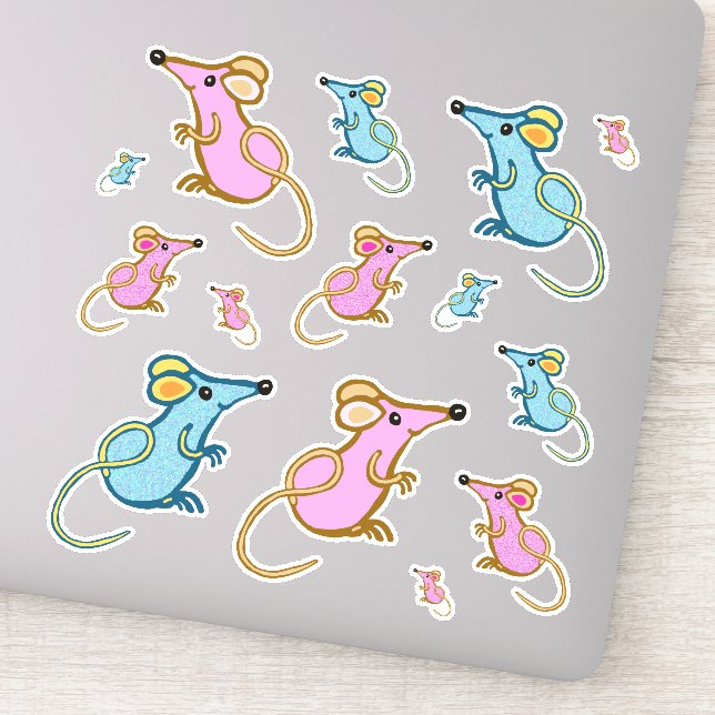 Sticker souris rose et bleue (Détail)