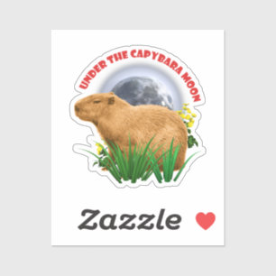 Sticker Sous la lune de Capybara amusante Capybara