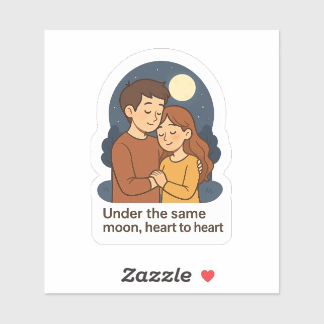 Sticker Sous La Même Lune Romantique (Feuille)