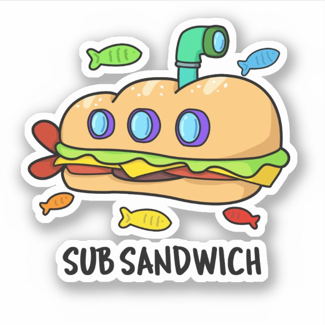 Sticker Sous Sandwich Funny Food Pun (Devant)