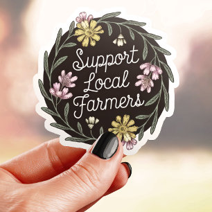 Sticker Soutenir les agriculteurs locaux Floral