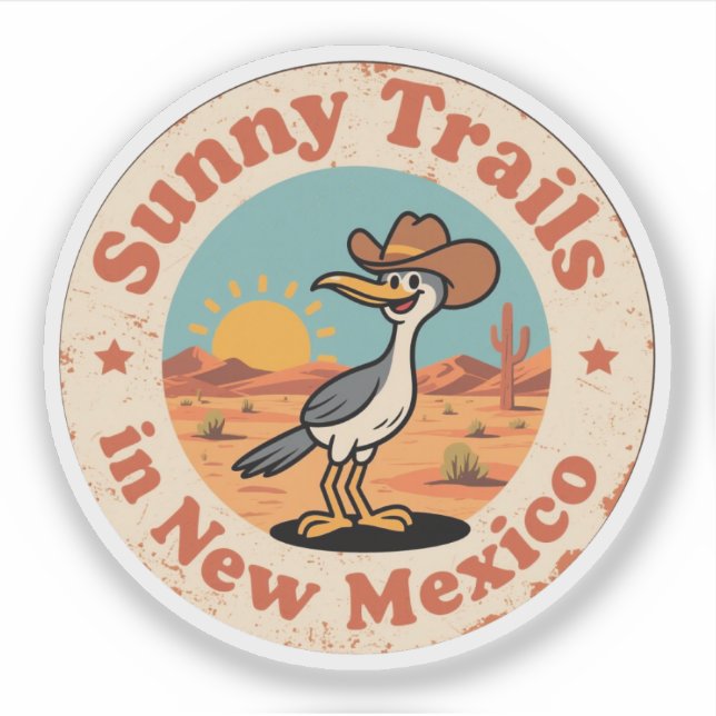 Sticker Southwestern Charm_ Nouveau Mexique Roadrunner Vin (Devant)